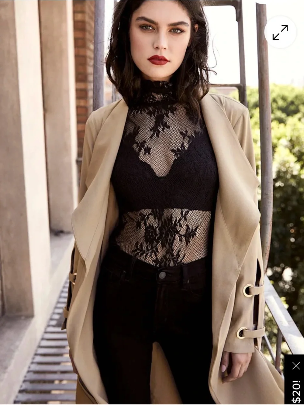 Black Lace Long Sleeve Top - Sheer Floral Mesh